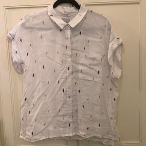 Rails cactus embroidered linen shirt